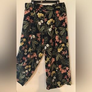 LIZ CLAIBORNE Womens Wide Leg Cropped Pants Size 12 Side Zip Back Elastic Waist